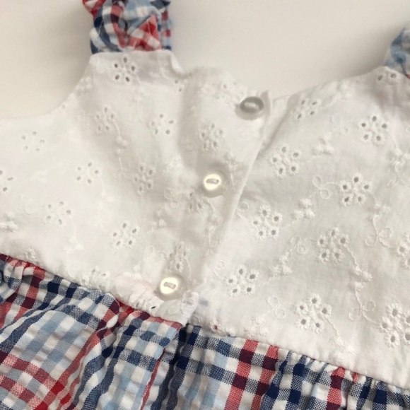 Bonnie Jean Red, White & Blue Dress w/Eyelet Top & Red Bow Size 3T - Picture 6 of 7